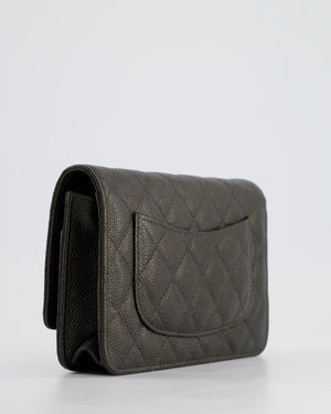 *HOT COLOUR* Chanel Metallic Stone Grey Wallet on Chain Bag in Caviar Leather with Ruthenium Hardware