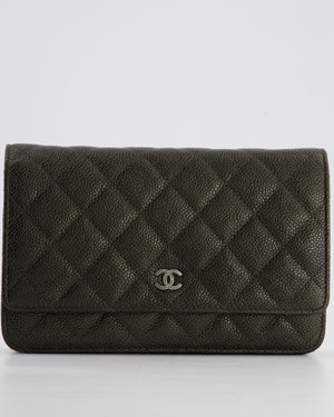 *HOT COLOUR* Chanel Metallic Stone Grey Wallet on Chain Bag in Caviar Leather with Ruthenium Hardware