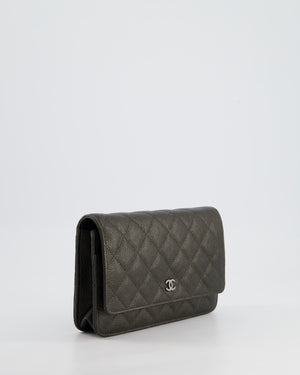 *HOT COLOUR* Chanel Metallic Stone Grey Wallet on Chain Bag in Caviar Leather with Ruthenium Hardware