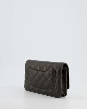 *HOT COLOUR* Chanel Metallic Stone Grey Wallet on Chain Bag in Caviar Leather with Ruthenium Hardware