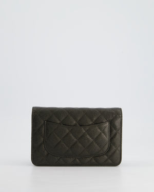 *HOT COLOUR* Chanel Metallic Stone Grey Wallet on Chain Bag in Caviar Leather with Ruthenium Hardware