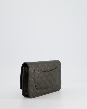 *HOT COLOUR* Chanel Metallic Stone Grey Wallet on Chain Bag in Caviar Leather with Ruthenium Hardware