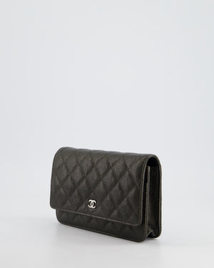 *HOT COLOUR* Chanel Metallic Stone Grey Wallet on Chain Bag in Caviar Leather with Ruthenium Hardware