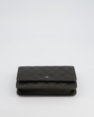 *HOT COLOUR* Chanel Metallic Stone Grey Wallet on Chain Bag in Caviar Leather with Ruthenium Hardware