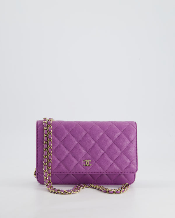 *HOT & RARE* Chanel Purple Wallet on Chain Bag in Caviar Leather with Champagne Gold Hardwar