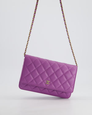 *HOT & RARE* Chanel Purple Wallet on Chain Bag in Caviar Leather with Champagne Gold Hardwar