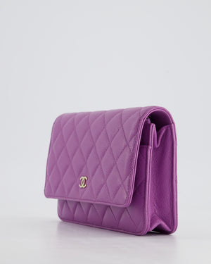 *HOT & RARE* Chanel Purple Wallet on Chain Bag in Caviar Leather with Champagne Gold Hardwar