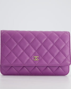 *HOT & RARE* Chanel Purple Wallet on Chain Bag in Caviar Leather with Champagne Gold Hardwar