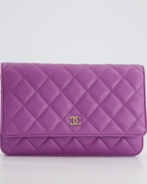 *HOT & RARE* Chanel Purple Wallet on Chain Bag in Caviar Leather with Champagne Gold Hardwar