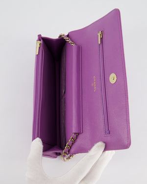 *HOT & RARE* Chanel Purple Wallet on Chain Bag in Caviar Leather with Champagne Gold Hardwar