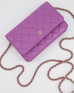 *HOT & RARE* Chanel Purple Wallet on Chain Bag in Caviar Leather with Champagne Gold Hardwar