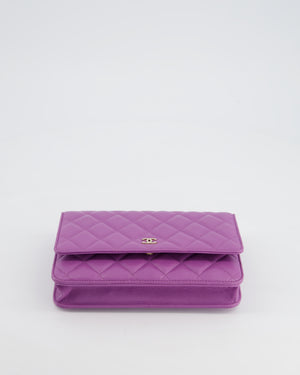 *HOT & RARE* Chanel Purple Wallet on Chain Bag in Caviar Leather with Champagne Gold Hardwar