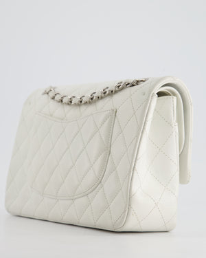 Chanel White Medium Classic Double Flap in Caviar Leather with Silver Hardware RRP £8,890