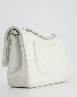 Chanel White Medium Classic Double Flap in Caviar Leather with Silver Hardware RRP £8,890