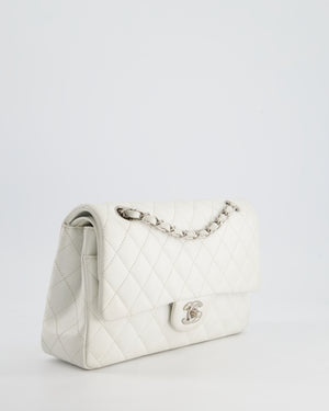 Chanel White Medium Classic Double Flap in Caviar Leather with Silver Hardware RRP £8,890