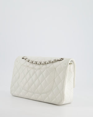 Chanel White Medium Classic Double Flap in Caviar Leather with Silver Hardware RRP £8,890