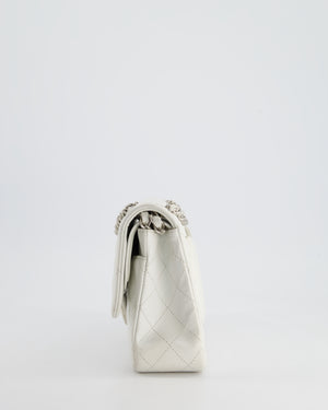 Chanel White Medium Classic Double Flap in Caviar Leather with Silver Hardware RRP £8,890