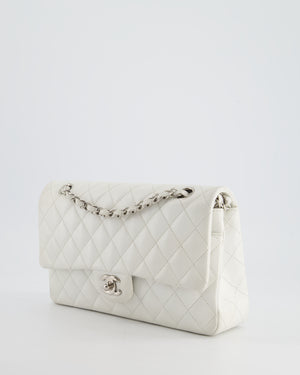 Chanel White Medium Classic Double Flap in Caviar Leather with Silver Hardware RRP £8,890