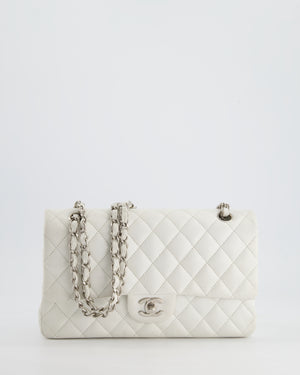 Chanel White Medium Classic Double Flap in Caviar Leather with Silver Hardware RRP £8,890