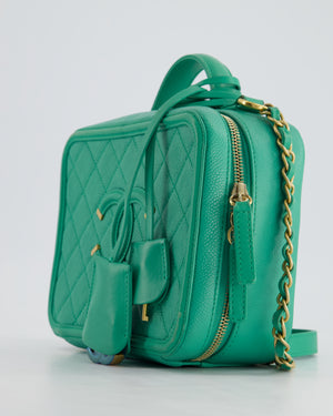 *HOT* Chanel Mint Green Medium CC Vanity Case Bag in Caviar Leather with Brushed Gold Hardware