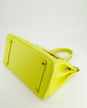 *HOT* Hermès Birkin 35cm Bag in Yellow Lime Epsom Leather with Gold Hardware