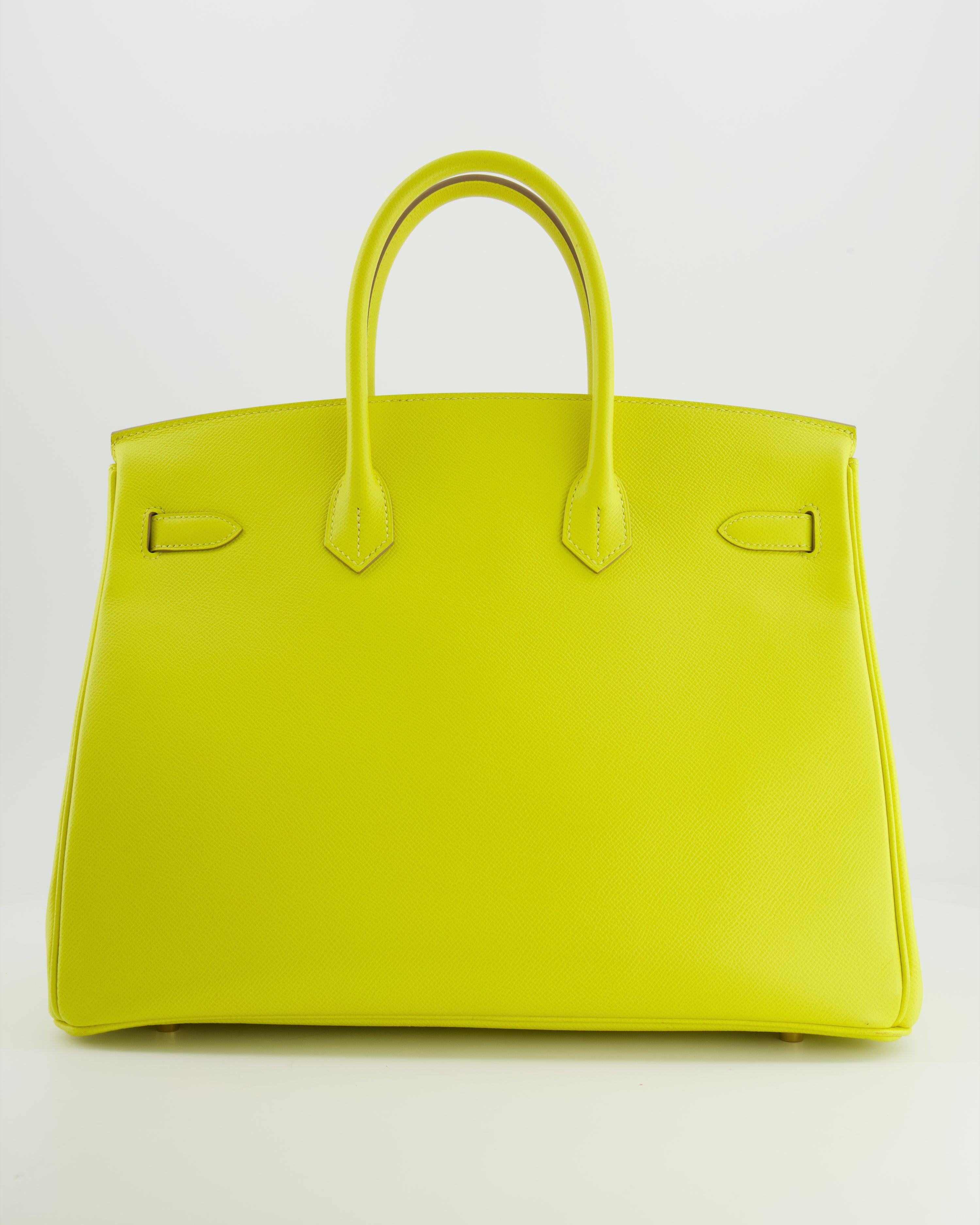 HOT Hermes Birkin 35cm Bag in Yellow Lime Epsom Leather with Gold Ha Sellier