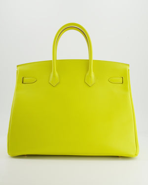 *HOT* Hermès Birkin 35cm Bag in Yellow Lime Epsom Leather with Gold Hardware