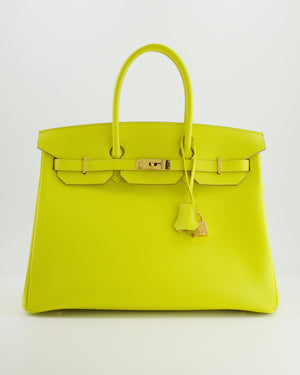 *HOT* Hermès Birkin 35cm Bag in Yellow Lime Epsom Leather with Gold Hardware