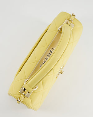 *FIRE PRICE* Chanel Lemon Yellow Trendy Quilted Top Handle Bag in Lambskin Leather and Champagne Gold Hardware