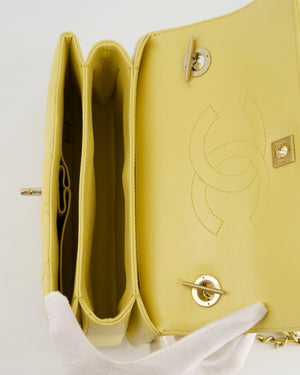 *FIRE PRICE* Chanel Lemon Yellow Trendy Quilted Top Handle Bag in Lambskin Leather and Champagne Gold Hardware