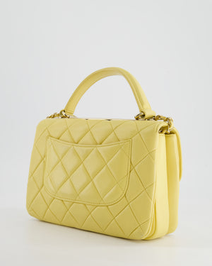 *FIRE PRICE* Chanel Lemon Yellow Trendy Quilted Top Handle Bag in Lambskin Leather and Champagne Gold Hardware