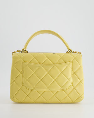 *FIRE PRICE* Chanel Lemon Yellow Trendy Quilted Top Handle Bag in Lambskin Leather and Champagne Gold Hardware