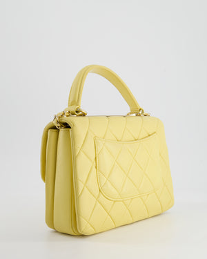 *FIRE PRICE* Chanel Lemon Yellow Trendy Quilted Top Handle Bag in Lambskin Leather and Champagne Gold Hardware