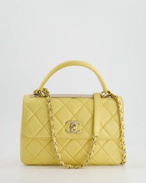 *FIRE PRICE* Chanel Lemon Yellow Trendy Quilted Top Handle Bag in Lambskin Leather and Champagne Gold Hardware