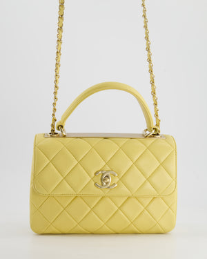 *FIRE PRICE* Chanel Lemon Yellow Trendy Quilted Top Handle Bag in Lambskin Leather and Champagne Gold Hardware