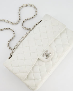 Chanel White Medium Classic Double Flap in Caviar Leather with Silver Hardware RRP £8,890