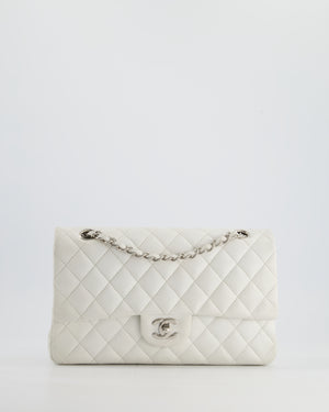 Chanel White Medium Classic Double Flap in Caviar Leather with Silver Hardware RRP £8,890