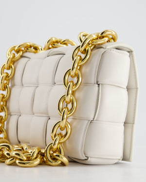 Bottega Veneta White Chain Cassette Bag in Calfskin Leather with Gold Hardware RRP £3,760