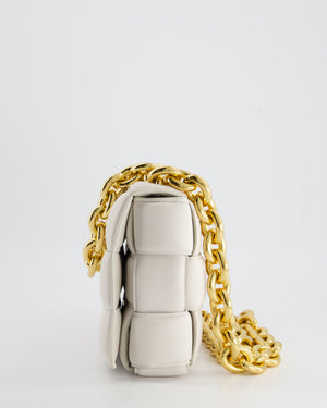 Bottega Veneta White Chain Cassette Bag in Calfskin Leather with Gold Hardware RRP £3,760