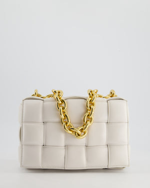 Bottega Veneta White Chain Cassette Bag in Calfskin Leather with Gold Hardware RRP £3,760