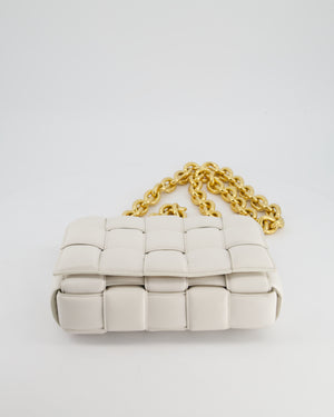 Bottega Veneta White Chain Cassette Bag in Calfskin Leather with Gold Hardware RRP £3,760