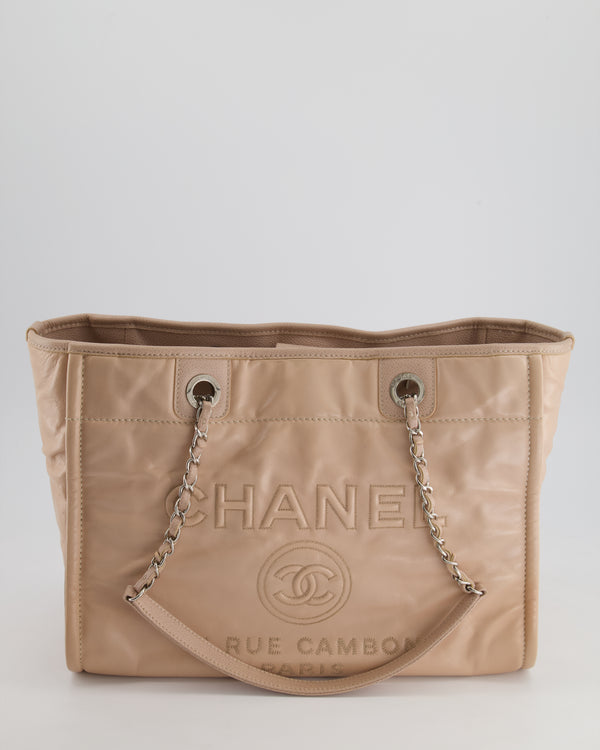*FIRE PRICE* Chanel Dusty Pink Small Deauville Tote Bag in Calfskin Leather with Silver Hardware