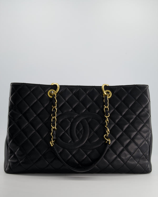 *RARE SIZE* Chanel Large Black Grand Shopper Tote Bag in Caviar Leather with Gold Hardware