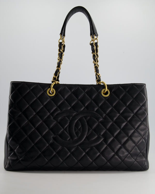 *RARE SIZE* Chanel Large Black Grand Shopper Tote Bag in Caviar Leather with Gold Hardware