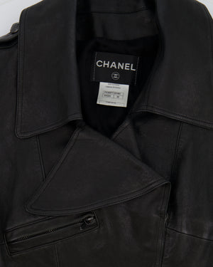 Chanel 12P Black Asymmetric Lambskin Leather Gilet with Belt Size FR 36 (UK 8) RRP £5,500