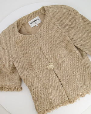 Chanel Ancient Greece 2018 Beige Tweed Jacket with Gold Button Detail Size FR 40 (UK 12) RRP £3,500