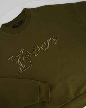 Louis Vuitton Men's LV Lovers Khaki Cotton Crewneck Sweatshirt with Front Embellishment Detail Size XS (UK 34)