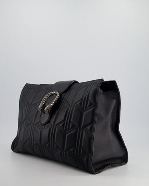 Gucci Black Quilted Leather Dionisyus Flap Tote Bag with Ruthenium Hardware