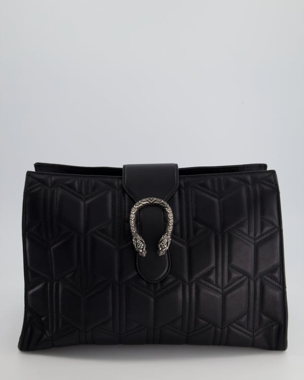 Gucci Black Quilted Leather Dionisyus Flap Tote Bag with Ruthenium Hardware