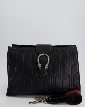 Gucci Black Quilted Leather Dionisyus Flap Tote Bag with Ruthenium Hardware